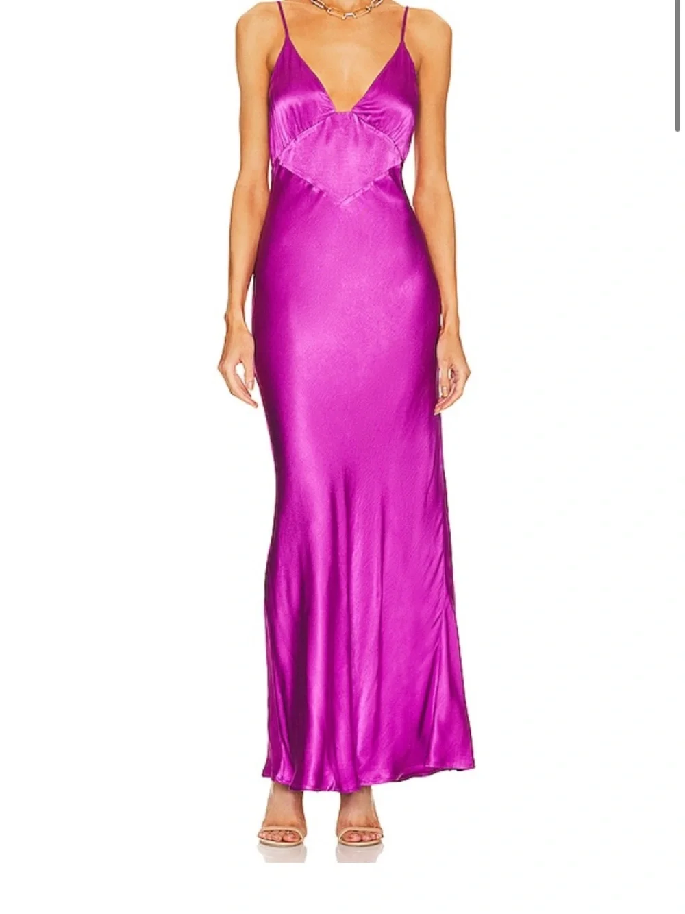 Bardot Satin Slip Maxi Dress in Magenta Pink